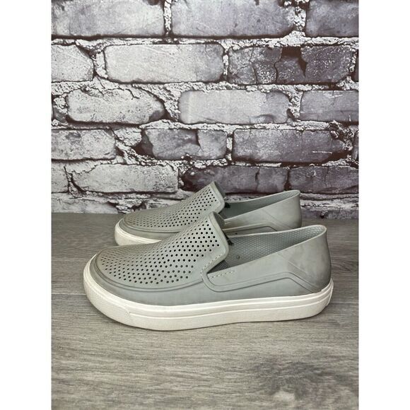 Crocs Iconic Comfort Citilane Roka Gray Perforated Loafers Shoes J3 US/33EU - Picture 1 of 16